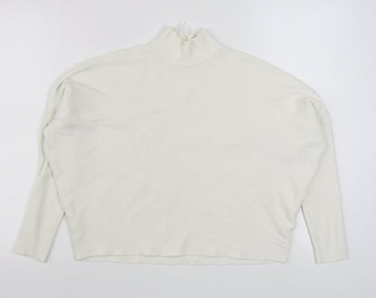 TU Womens White Round Neck  Viscose Pullover Jumper Size 10