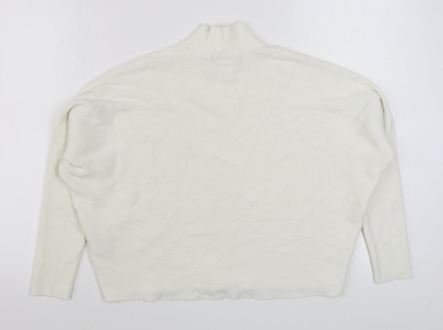 TU Womens White Round Neck  Viscose Pullover Jumper Size 10