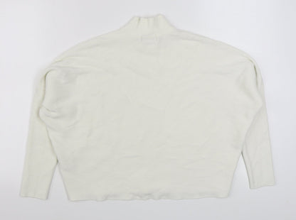 TU Womens White Round Neck  Viscose Pullover Jumper Size 10