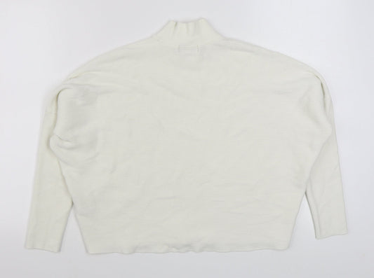 TU Womens White Round Neck  Viscose Pullover Jumper Size 10