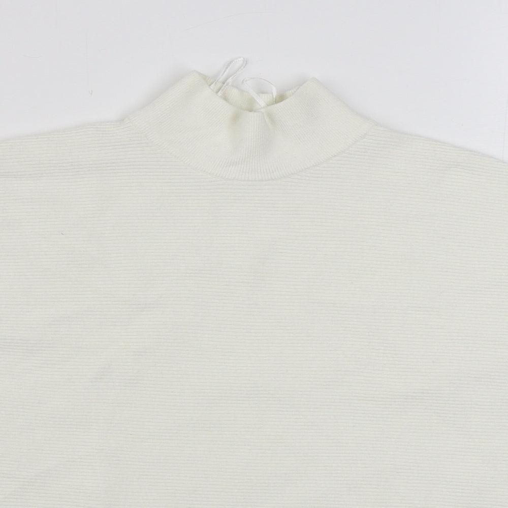 TU Womens White Round Neck  Viscose Pullover Jumper Size 10