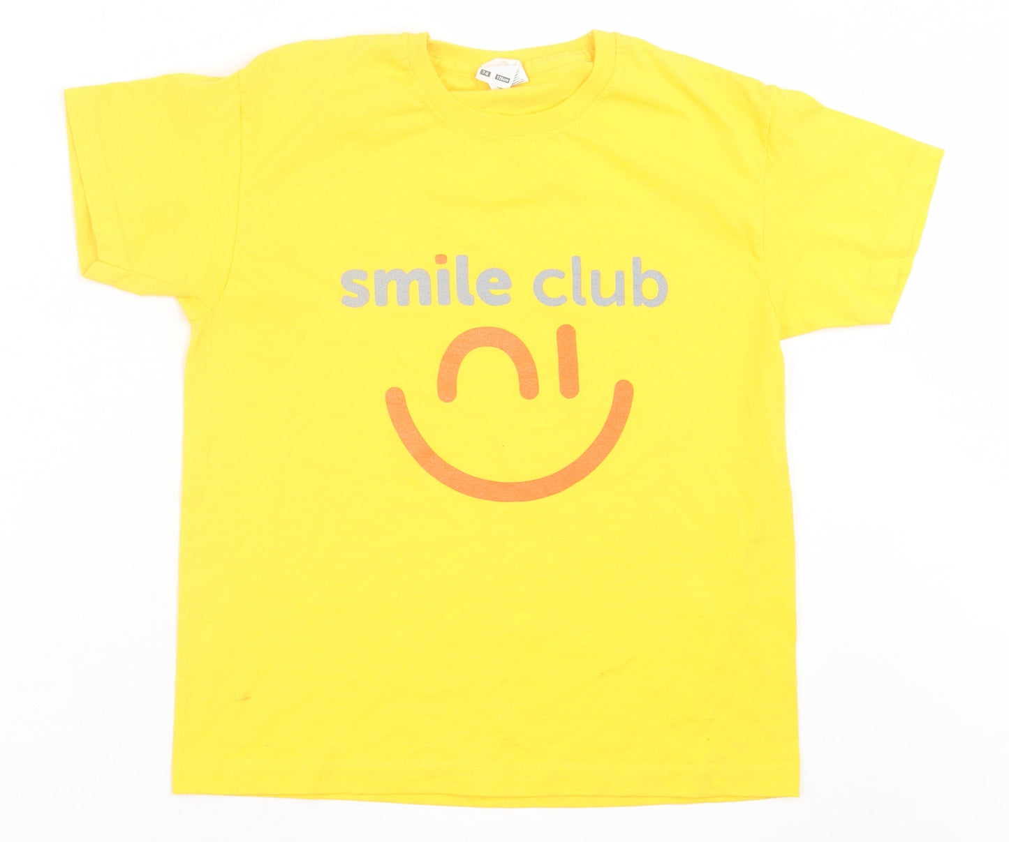 Fruit of the Loom Boys Yellow  Cotton Basic T-Shirt Size 7-8 Years Crew Neck Pullover