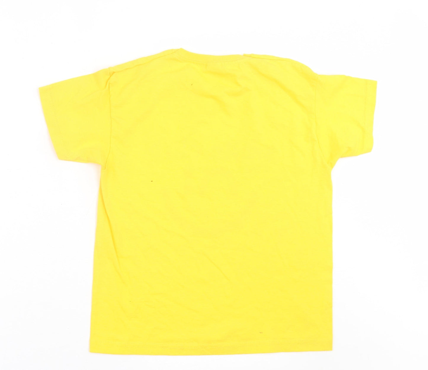 Fruit of the Loom Boys Yellow  Cotton Basic T-Shirt Size 7-8 Years Crew Neck Pullover