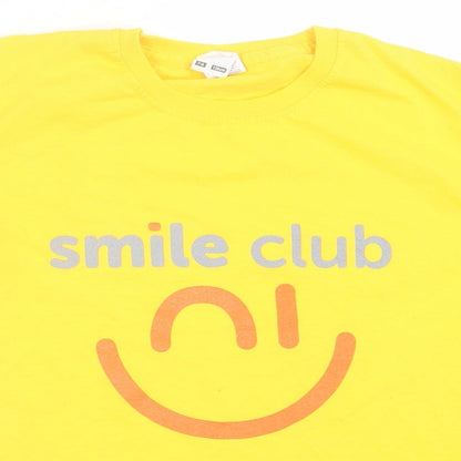 Fruit of the Loom Boys Yellow  Cotton Basic T-Shirt Size 7-8 Years Crew Neck Pullover