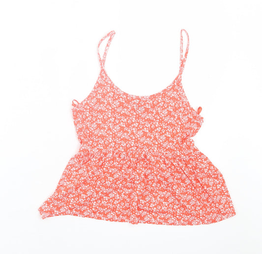 Primark Womens Red Floral Viscose Basic Tank Size 2XS Scoop Neck