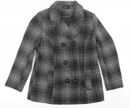 Classic Womens Black Plaid  Jacket  Size 12  Button