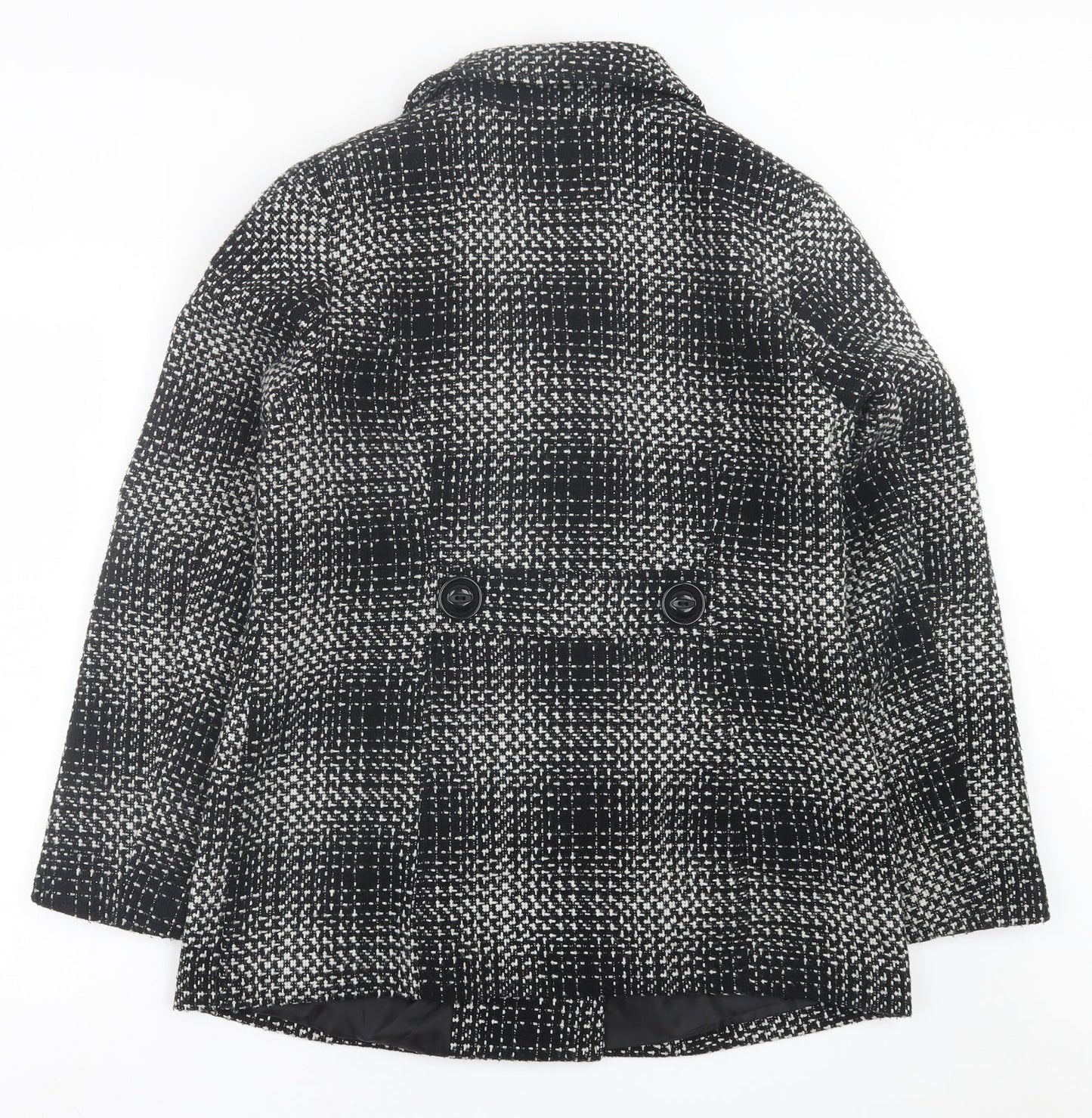 Classic Womens Black Plaid  Jacket  Size 12  Button