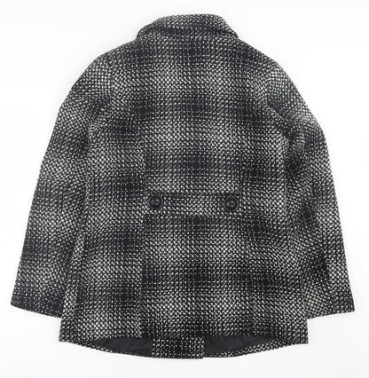 Classic Womens Black Plaid  Jacket  Size 12  Button