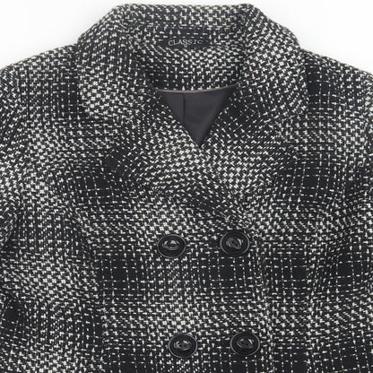 Classic Womens Black Plaid  Jacket  Size 12  Button