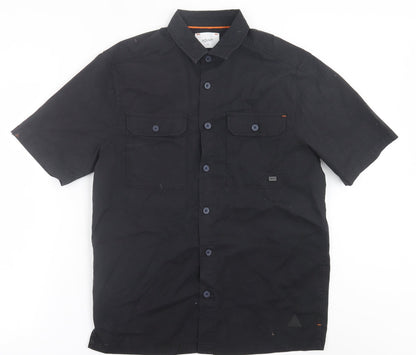 Adapt Mens Black  Cotton  Button-Up Size S Collared Button