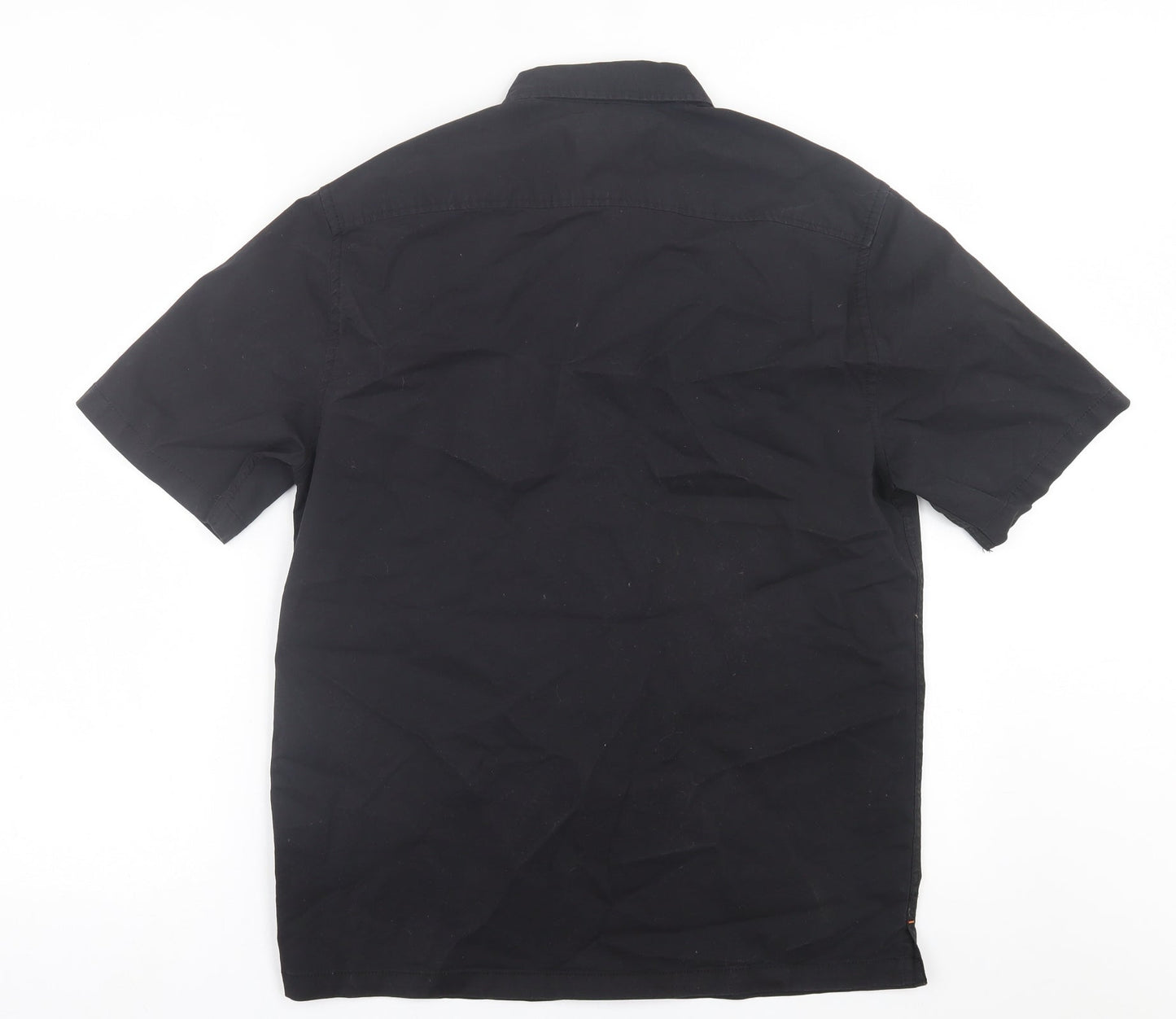 Adapt Mens Black  Cotton  Button-Up Size S Collared Button