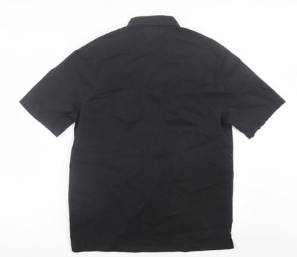 Adapt Mens Black  Cotton  Button-Up Size S Collared Button