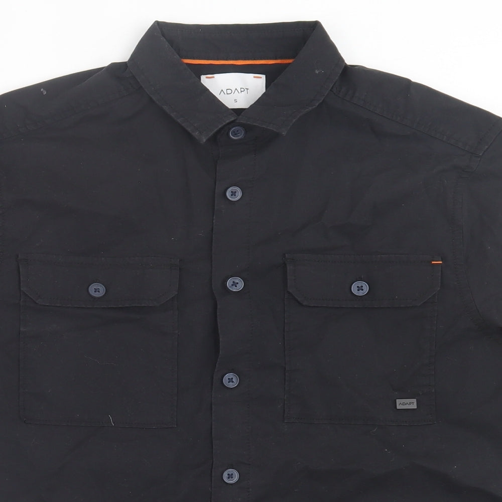 Adapt Mens Black  Cotton  Button-Up Size S Collared Button