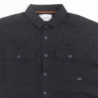 Adapt Mens Black  Cotton  Button-Up Size S Collared Button