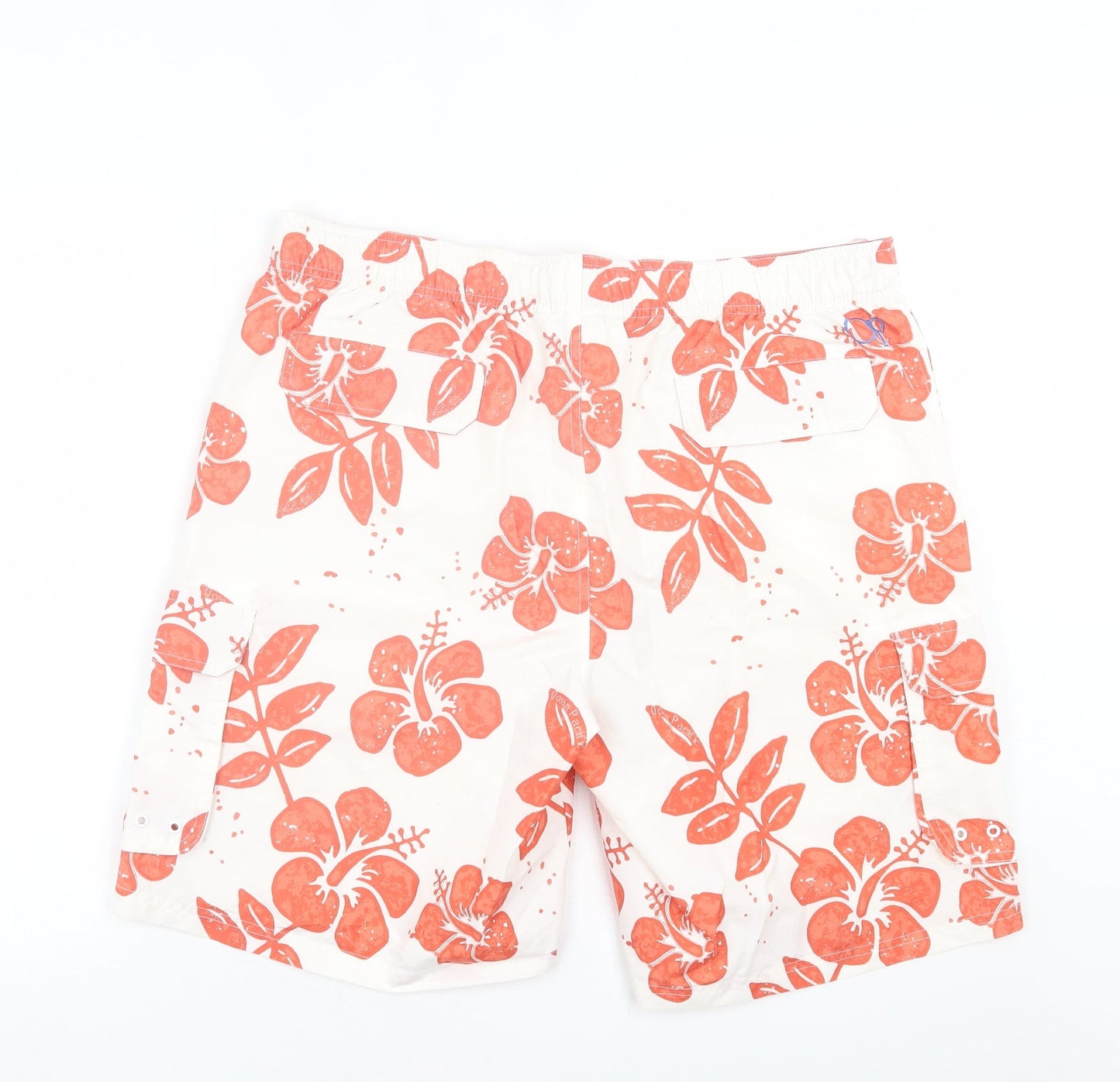 Ocean Pacific Mens Orange Geometric Polyester Sweat Shorts Size L L6 in Regular Tie