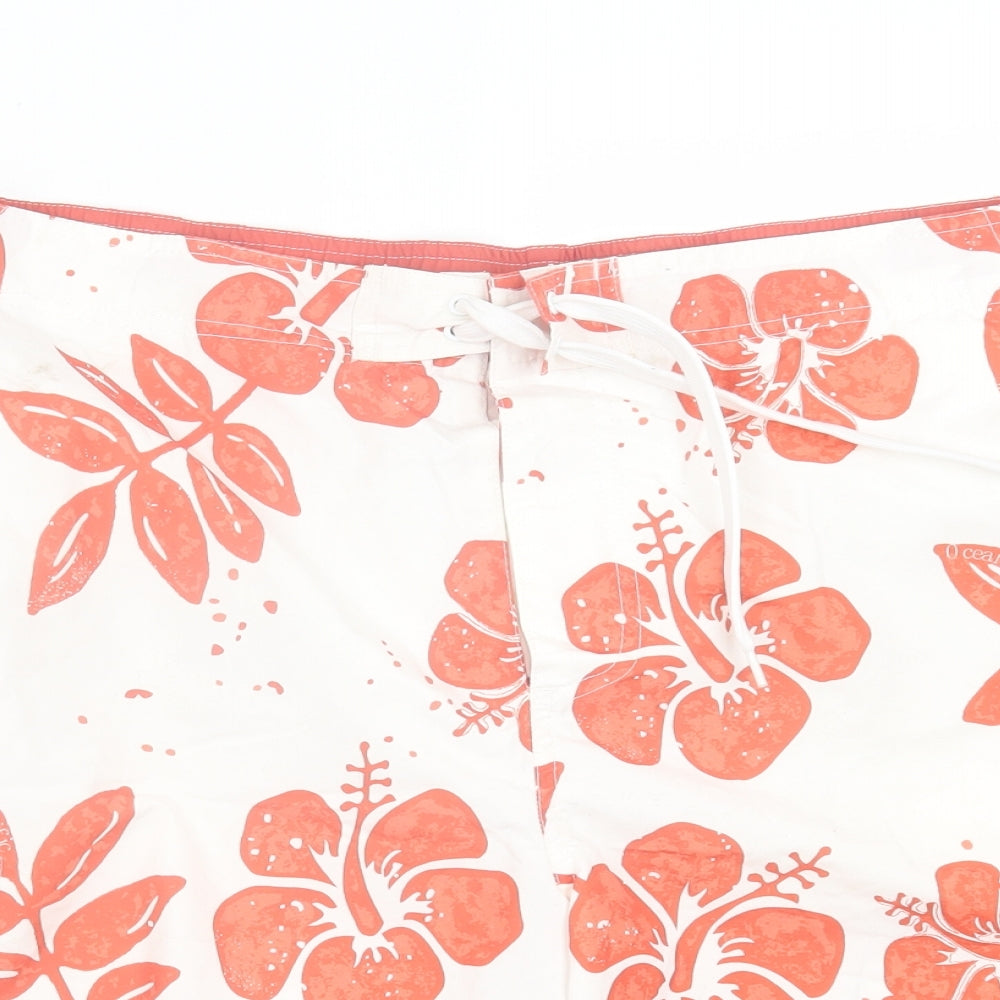 Ocean Pacific Mens Orange Geometric Polyester Sweat Shorts Size L L6 in Regular Tie