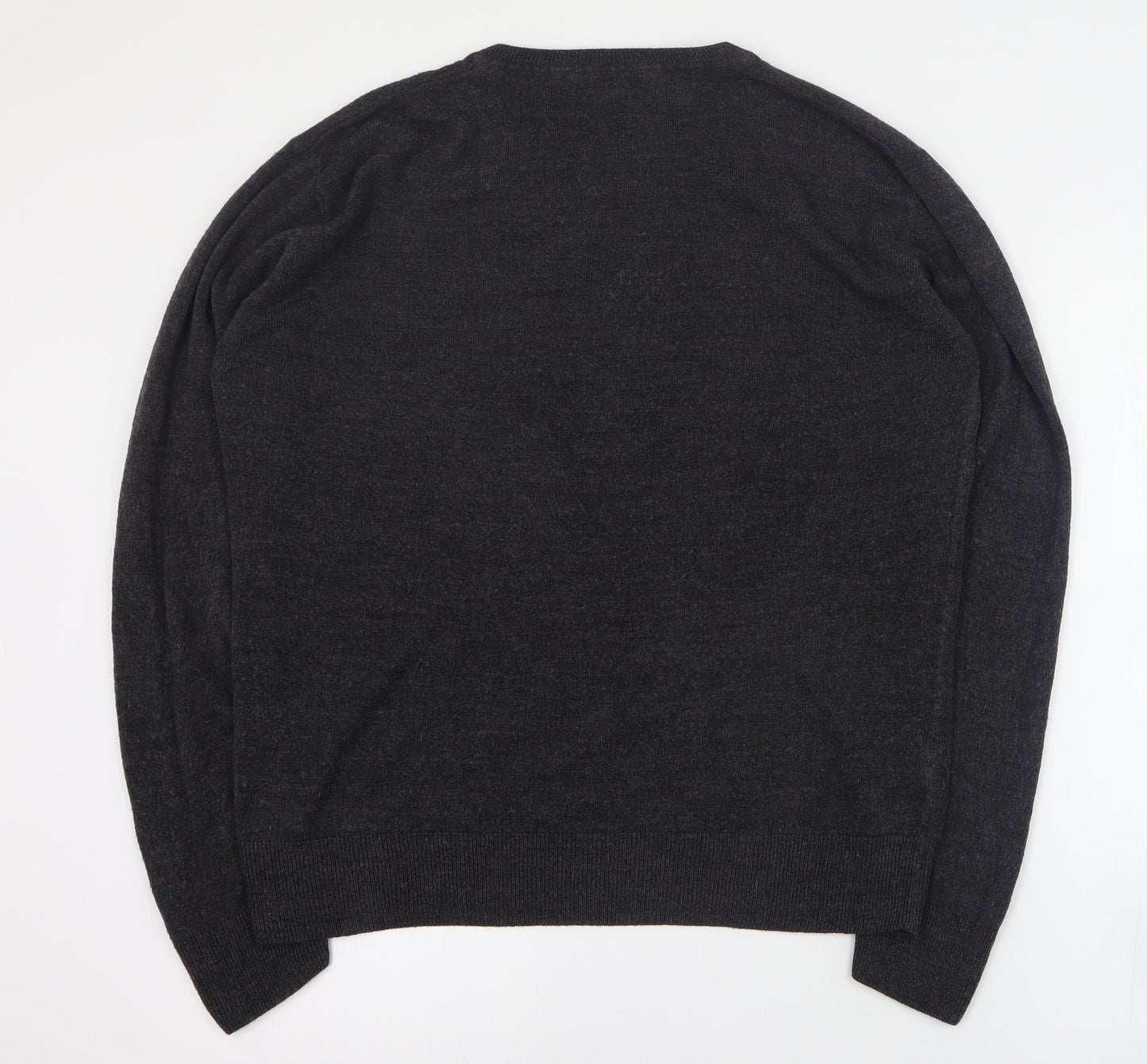 Easy Mens Grey V-Neck  Acrylic Pullover Jumper Size L