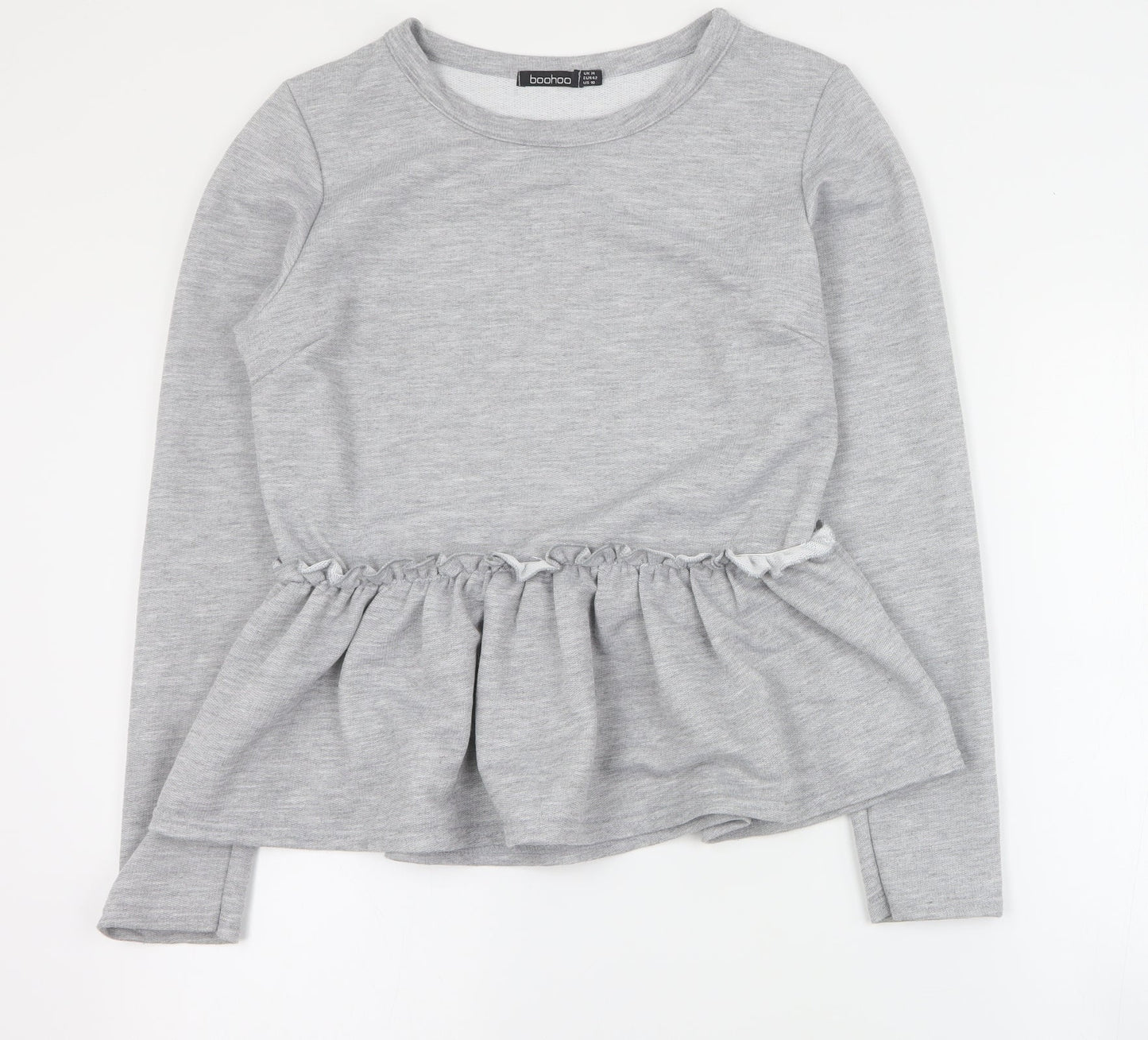 Boohoo Womens Grey  Polyester Pullover Sweatshirt Size 14  Pullover