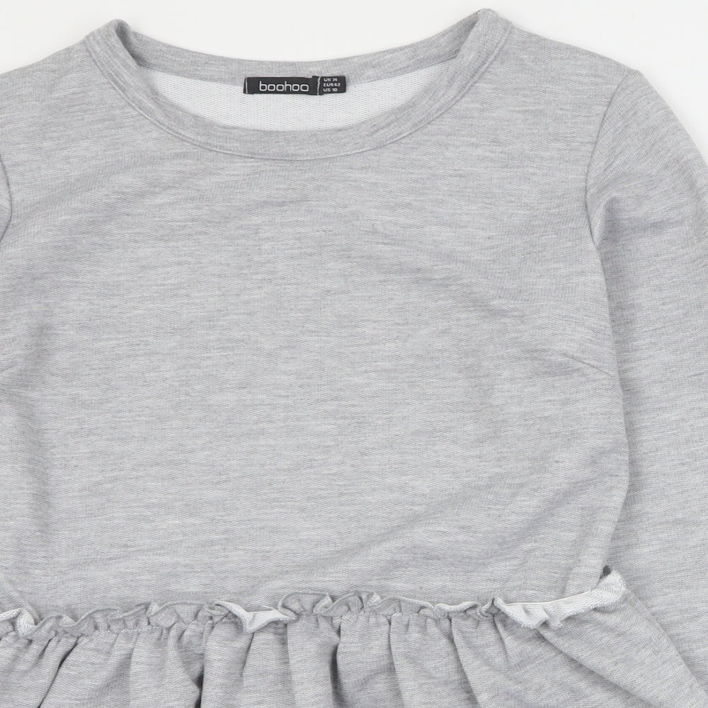 Boohoo Womens Grey  Polyester Pullover Sweatshirt Size 14  Pullover
