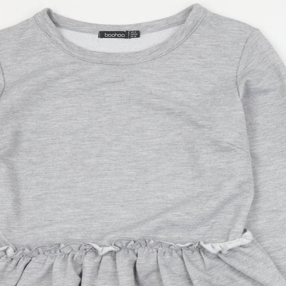 Boohoo Womens Grey  Polyester Pullover Sweatshirt Size 14  Pullover