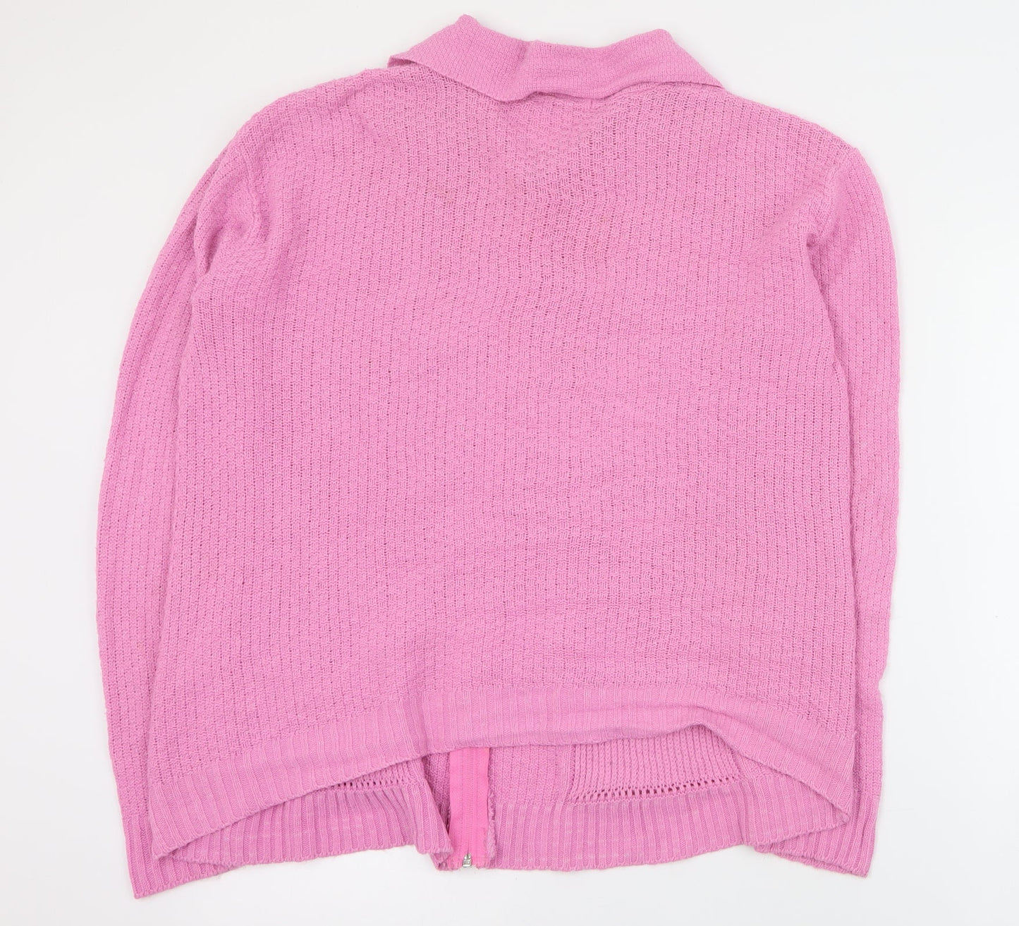 Glimpse Womens Pink Collared  Acrylic Full Zip Jumper Size S