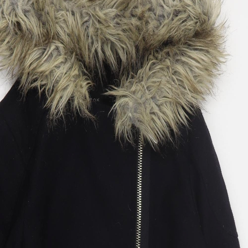 New Look Womens Black   Overcoat Coat Size 8  Zip