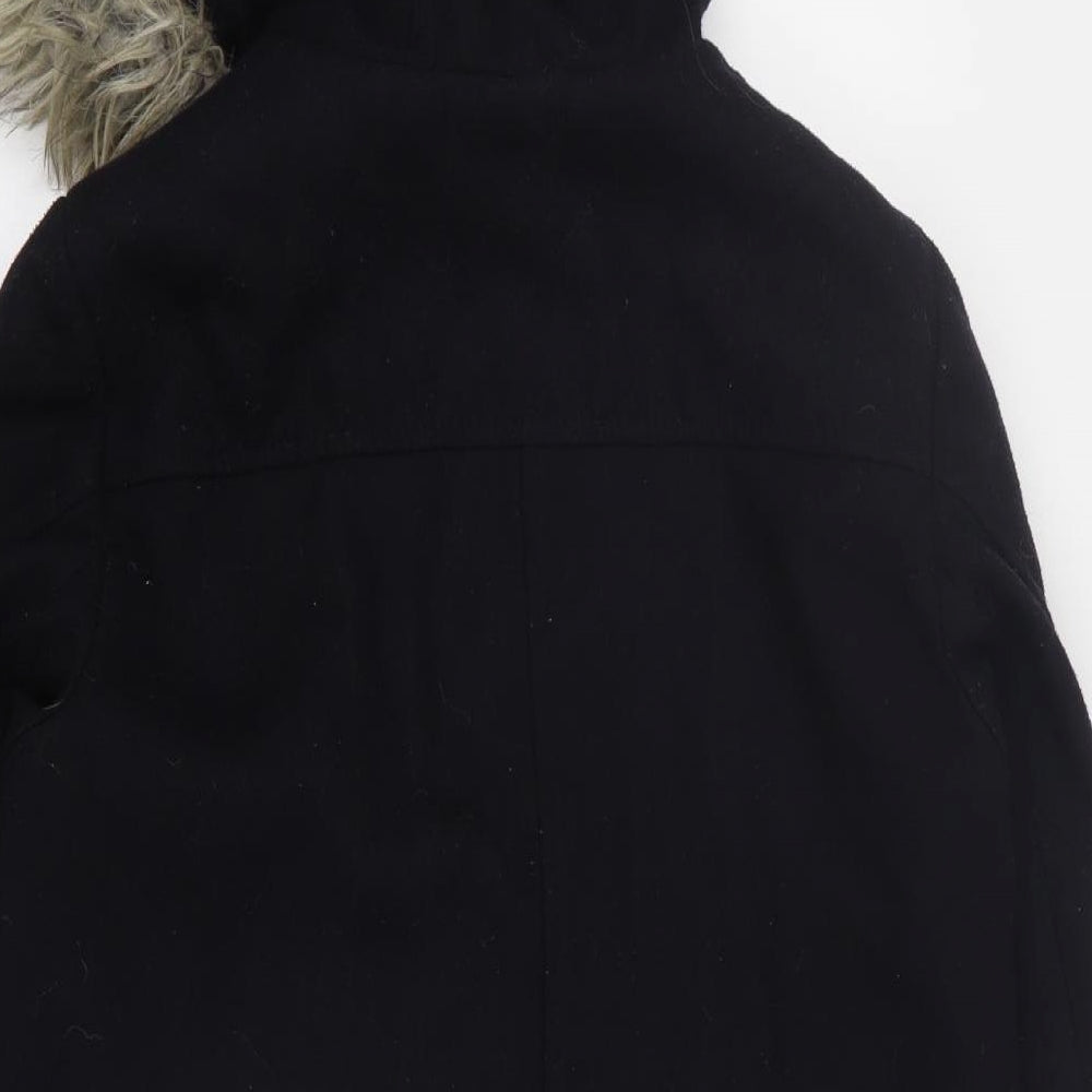 New Look Womens Black   Overcoat Coat Size 8  Zip