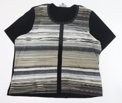 Laura Plus Womens Multicoloured Striped  Basic Blouse Size 2XL Round Neck