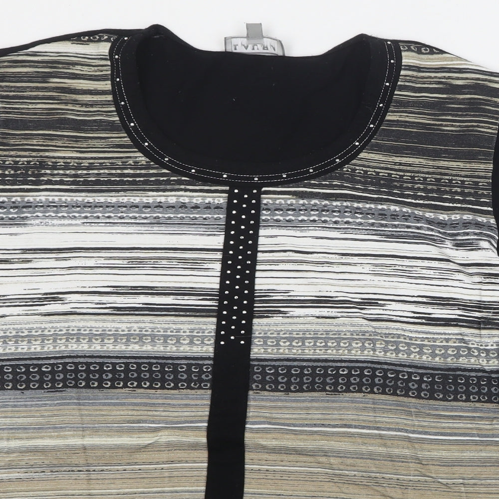 Laura Plus Womens Multicoloured Striped  Basic Blouse Size 2XL Round Neck