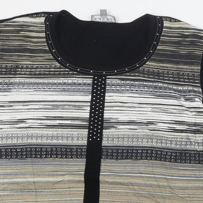 Laura Plus Womens Multicoloured Striped  Basic Blouse Size 2XL Round Neck