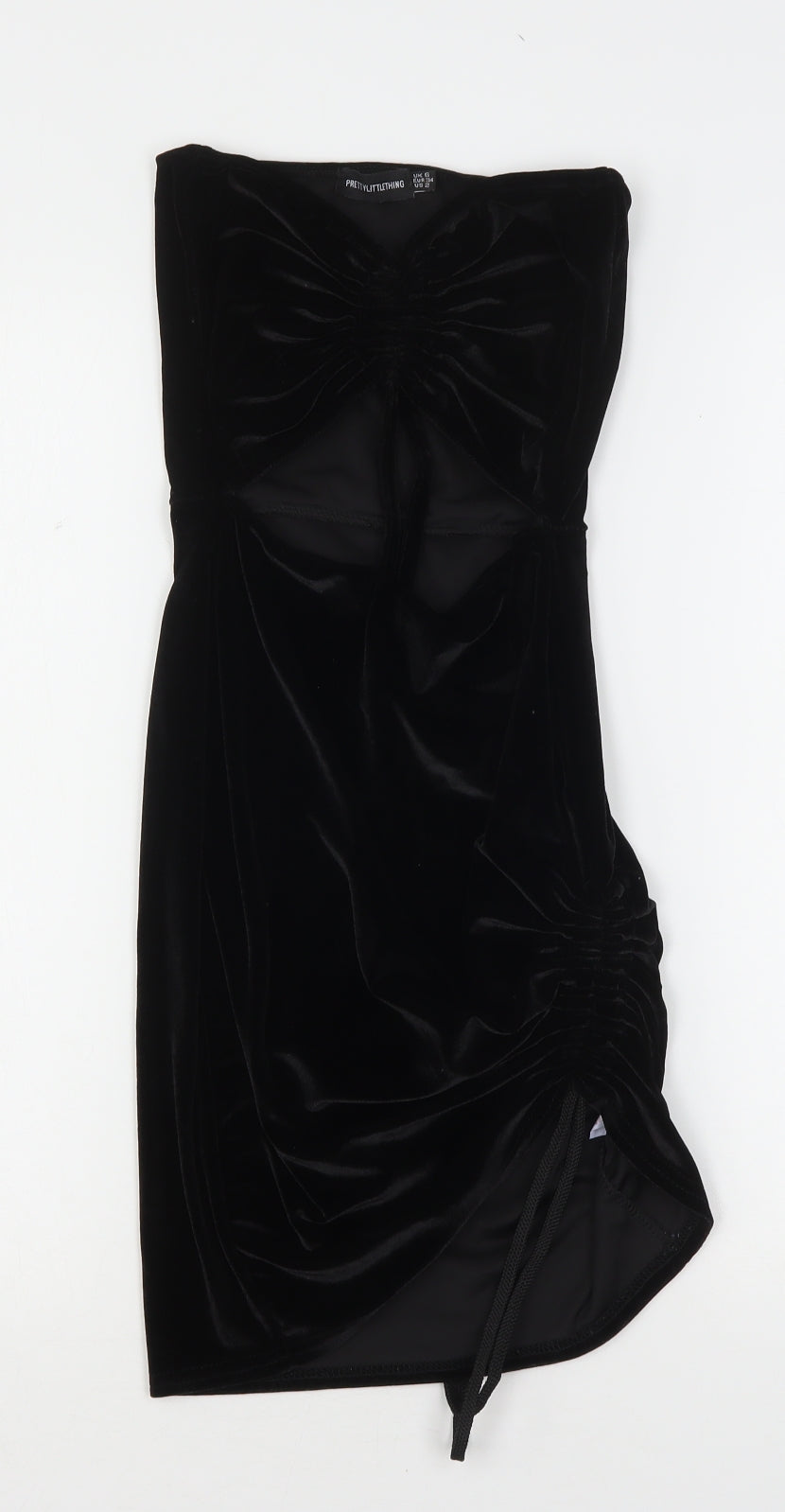PRETTYLITTLETHING Womens Black  Polyester Bodycon  Size 6  V-Neck