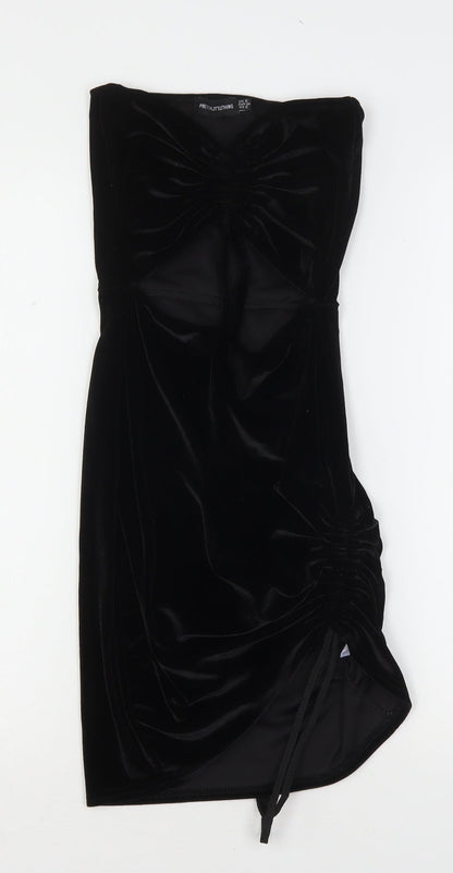 PRETTYLITTLETHING Womens Black  Polyester Bodycon  Size 6  V-Neck
