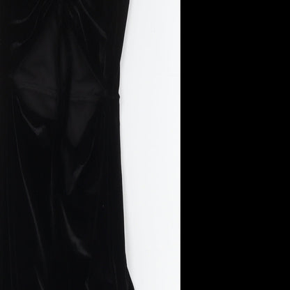 PRETTYLITTLETHING Womens Black  Polyester Bodycon  Size 6  V-Neck