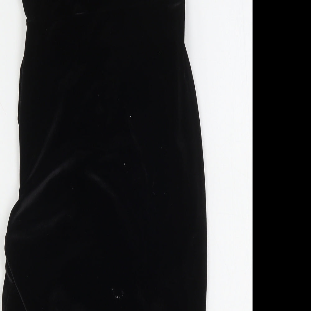 PRETTYLITTLETHING Womens Black  Polyester Bodycon  Size 6  V-Neck