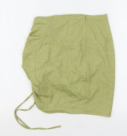 PRETTYLITTLETHING Womens Green  Polyester Mini Skirt Size 8