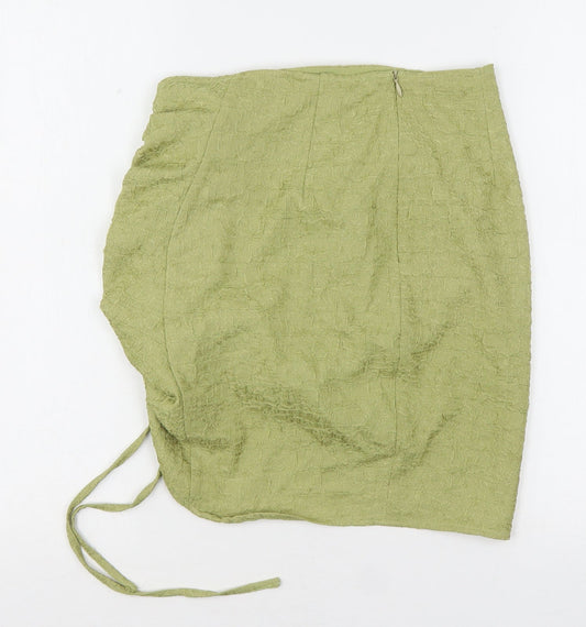 PRETTYLITTLETHING Womens Green  Polyester Mini Skirt Size 8
