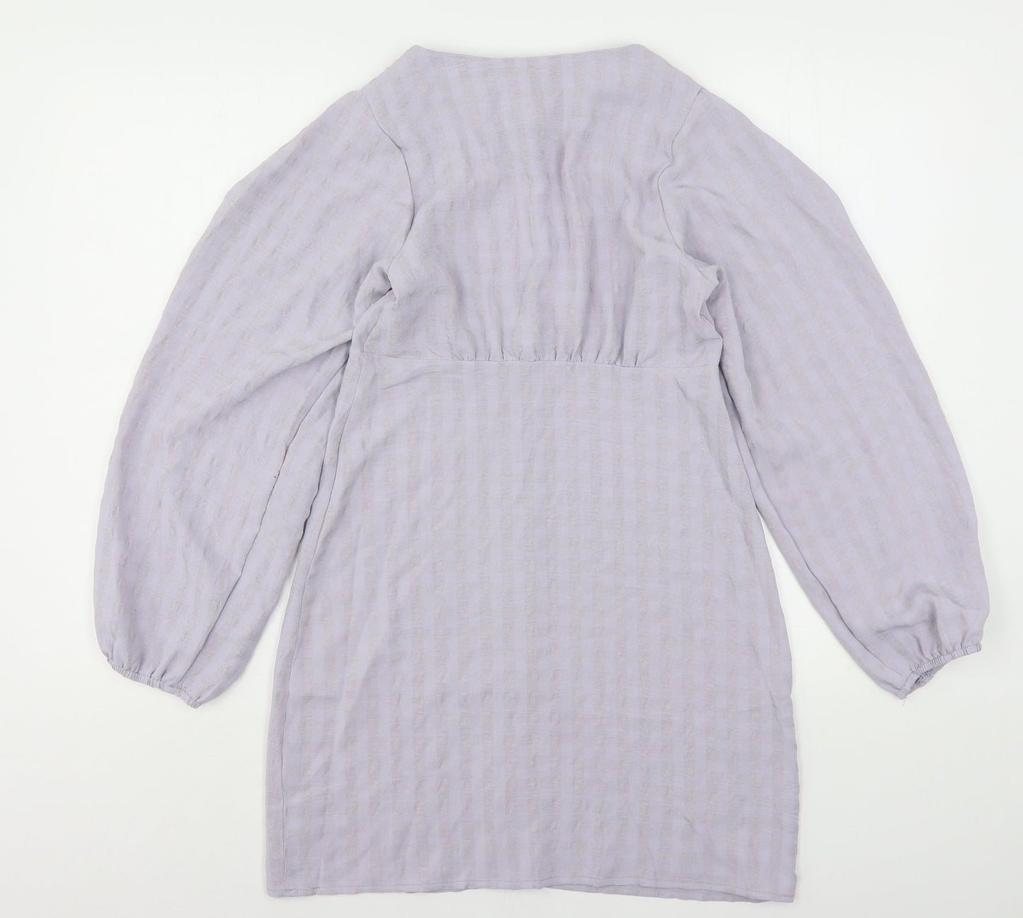 Nasty Gal Womens Purple Striped Polyester Basic Button-Up Size 4 V-Neck