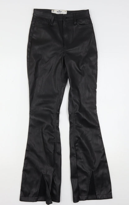 Hollister Womens Black  Polyester Bootcut Jeans Size 24 in L31 in Regular  - Leather Look