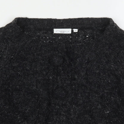 New Look Womens Grey Round Neck  Acrylic Cardigan Jumper Size 18