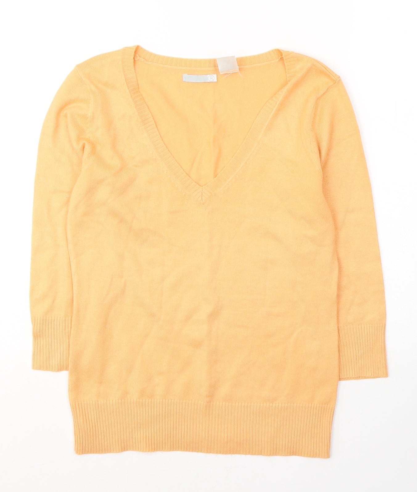 R Womens Orange  Acrylic Jersey T-Shirt Size 10 V-Neck