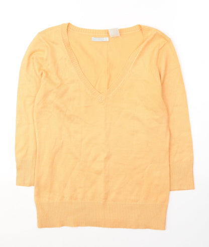 R Womens Orange  Acrylic Jersey T-Shirt Size 10 V-Neck