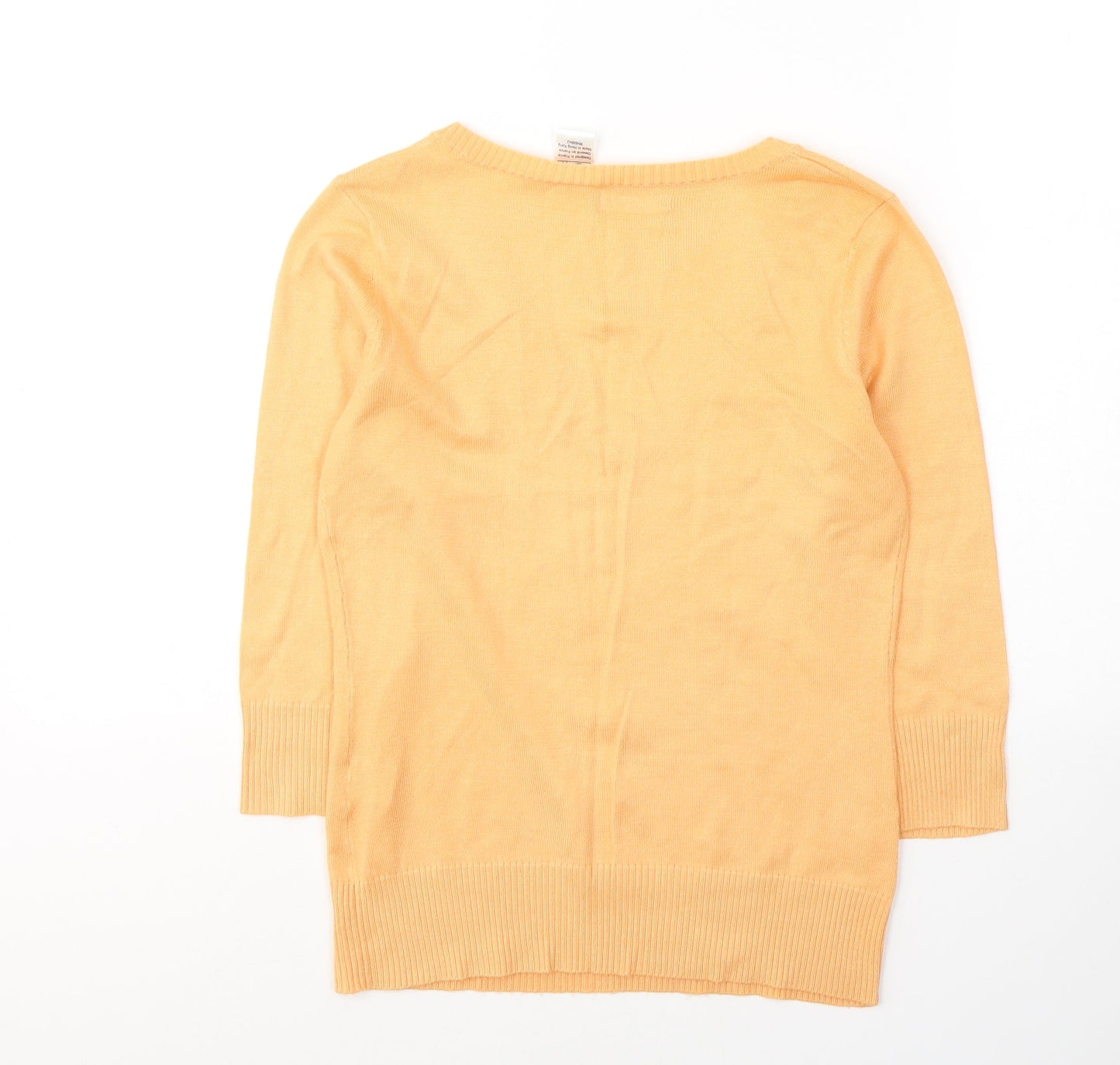 R Womens Orange  Acrylic Jersey T-Shirt Size 10 V-Neck