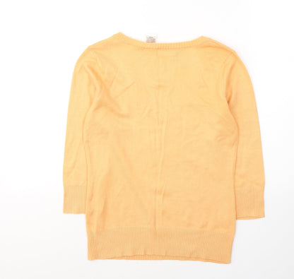R Womens Orange  Acrylic Jersey T-Shirt Size 10 V-Neck