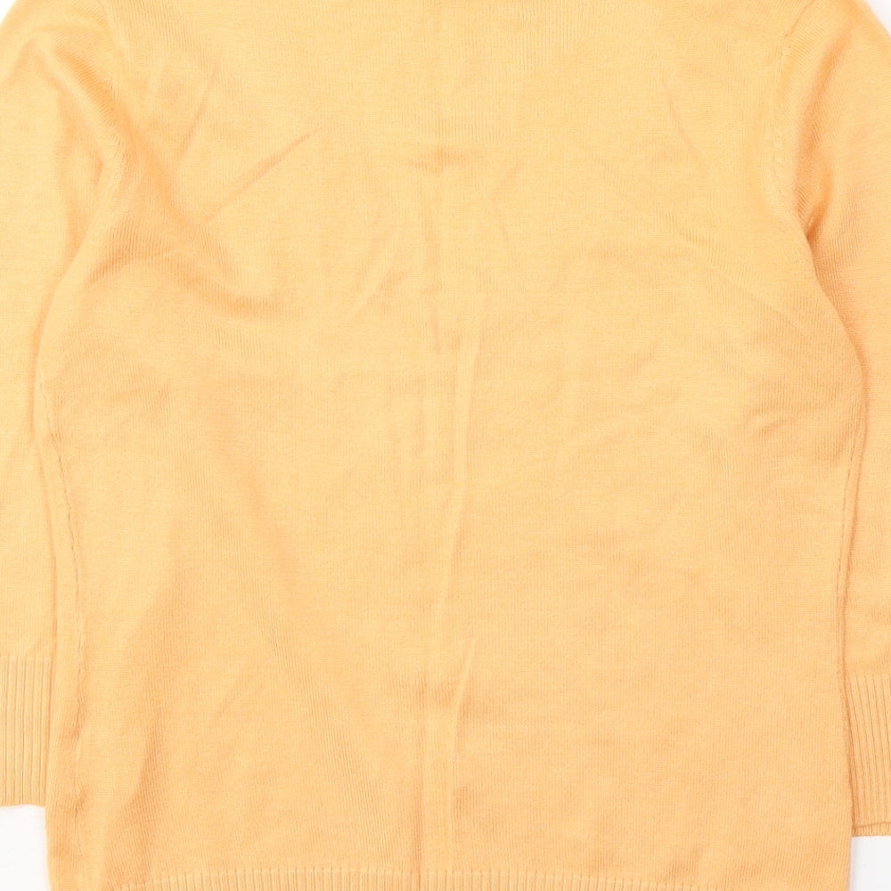 R Womens Orange  Acrylic Jersey T-Shirt Size 10 V-Neck
