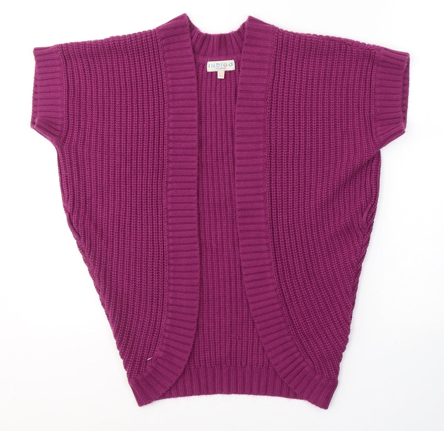 Marks and Spencer Girls Purple V-Neck  Acrylic Cardigan Jumper Size 6-7 Years  Tie
