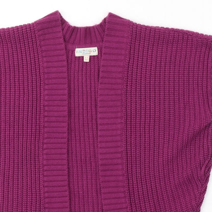 Marks and Spencer Girls Purple V-Neck  Acrylic Cardigan Jumper Size 6-7 Years  Tie