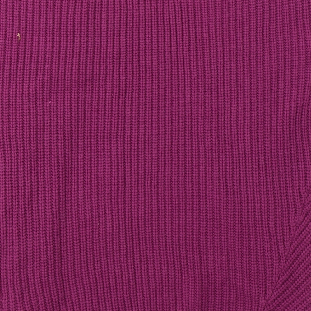 Marks and Spencer Girls Purple V-Neck  Acrylic Cardigan Jumper Size 6-7 Years  Tie