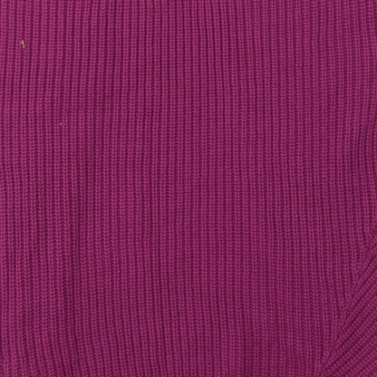 Marks and Spencer Girls Purple V-Neck  Acrylic Cardigan Jumper Size 6-7 Years  Tie