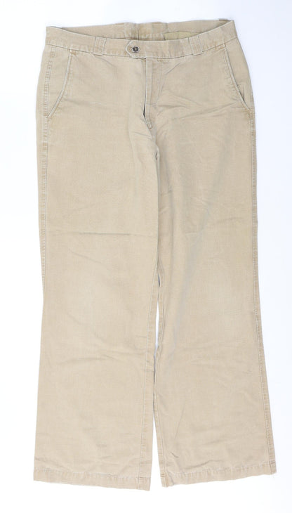 Pemus Mens Brown  Cotton Trousers  Size 34 L29 in Slim Button