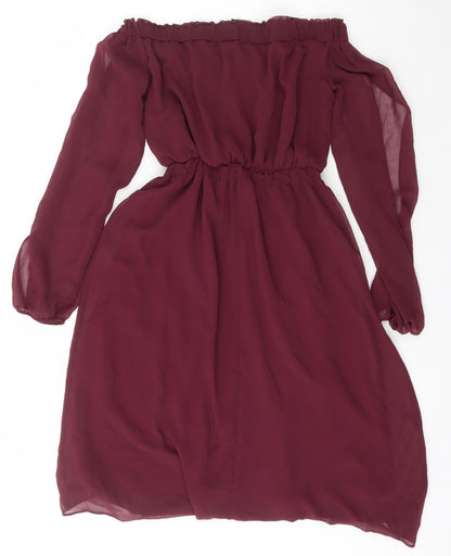 Atmosphere Womens Purple  Polyester Fit & Flare  Size 4  Off the Shoulder Pullover